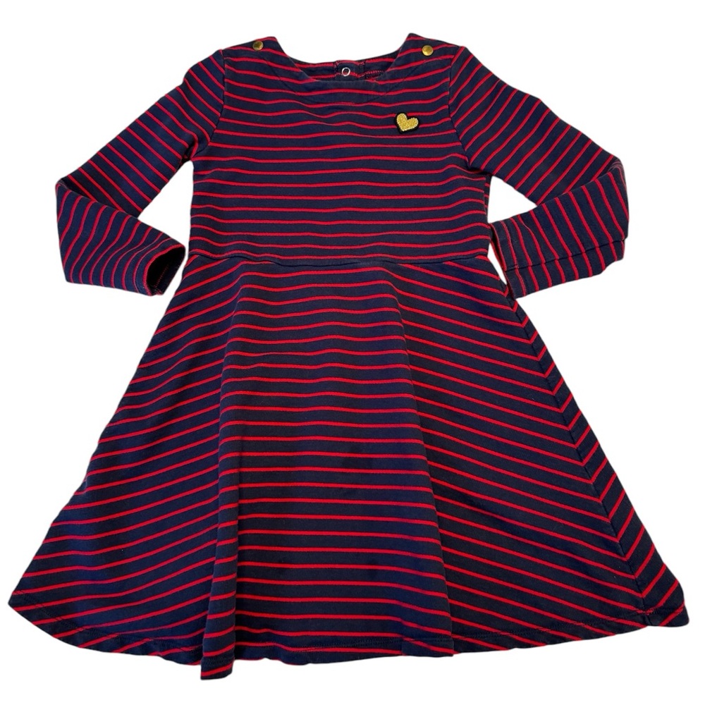 Oshkosh B’gosh Girls Dress Navy Blue And Red Size 5T Valentine’s Day - Picture 2 of 10